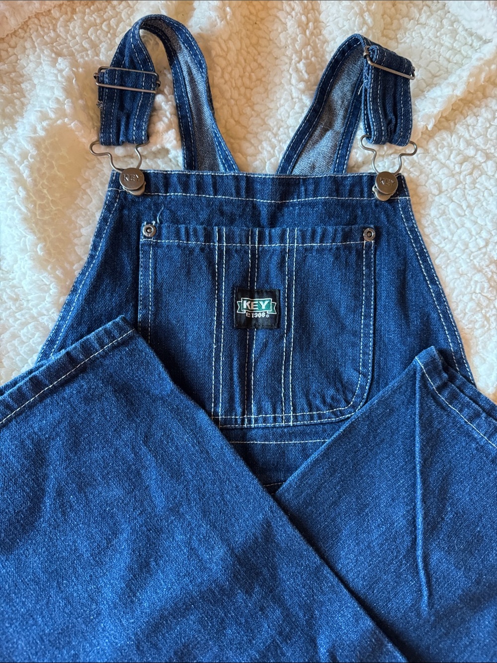 Key denim overalls